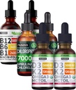 NUSAVA Strawberry Flavored D3 K2, Klorofyll, & vitamin B12 flytende dråper Bundle - Potent flytende vitaminer for hjerte, energi, hjerne og immunstøtte - Ikke-GMO, Glutenfri, 2pk Hver