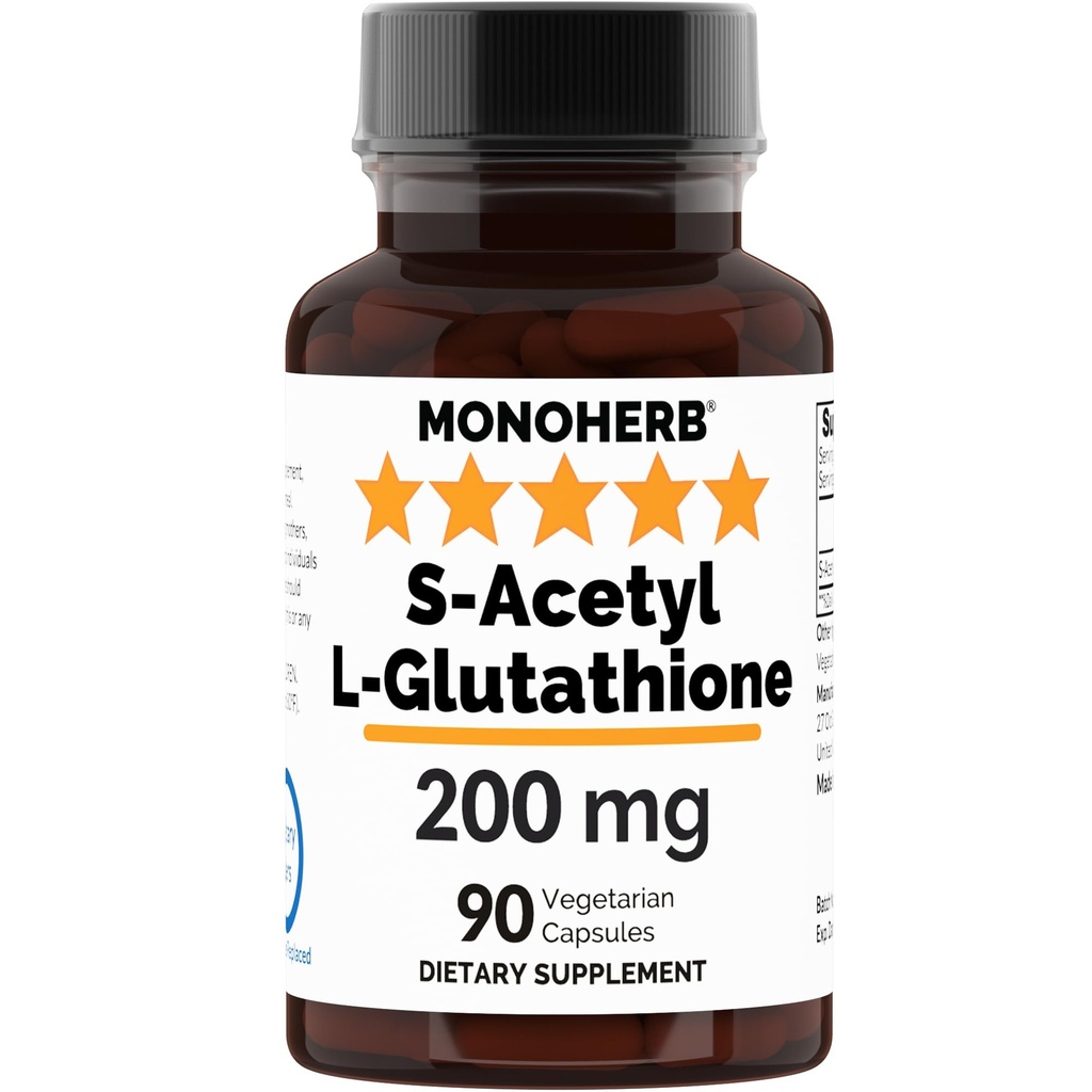 MONOHERB S-Acetyl L-glutatione 200 mg - 90 vegetariske kapsler