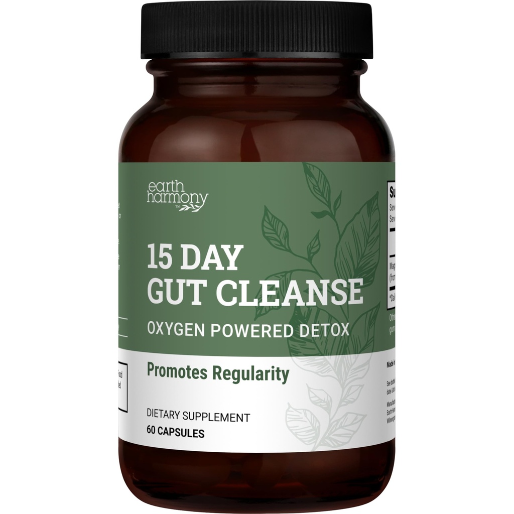 15 Day Gut Cleanse Detox For kvinner og menn - Vegansk, ikke-GMO-ingredienser For Waist Loss and Acceleration Relief Med en 15 dagers rensing Gut-støtte uten å krampe, som sett på TikTok (60 kapsler)