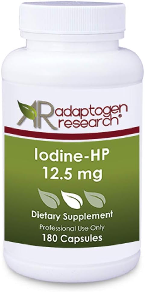 Iodin - HP 12,5 mg | Høy potens Iodin Complex | Natriumjodid Kalium jodid | 180 Vegetariske kapsler | Adaptogen forskning