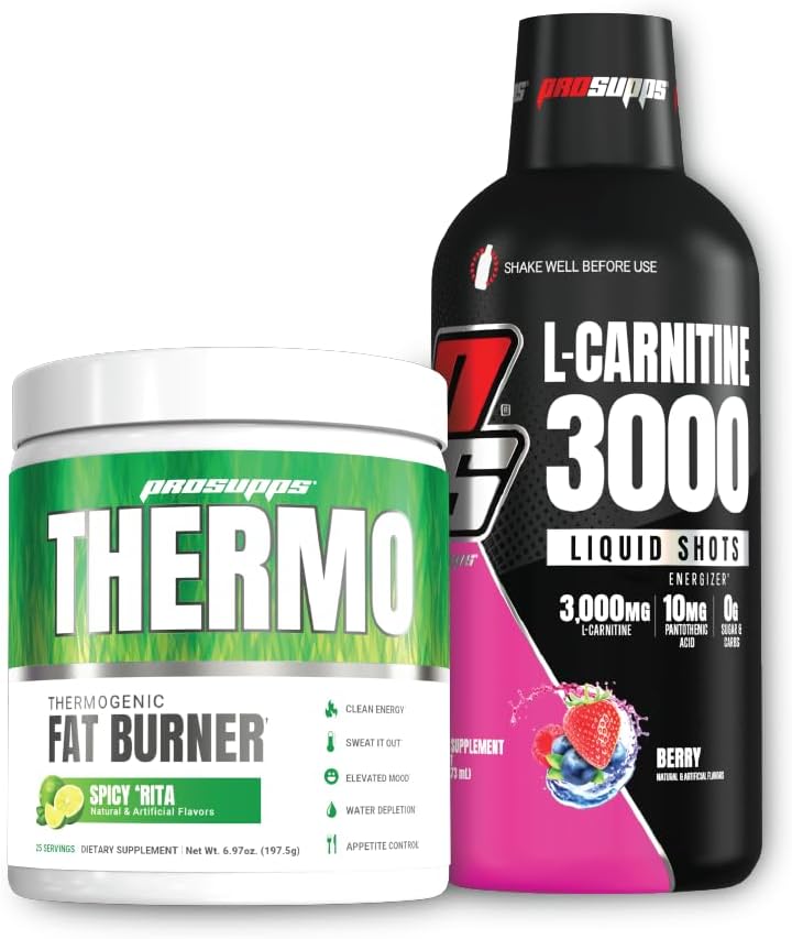 PROSUPPS Thermo fettforbrenning termogen pulver spicy Rita og 3000 L-karnitin Berry - vektkontroll og pre trening - energi, humør, aptitkontroll -