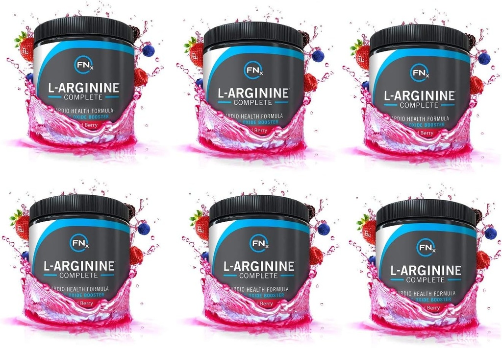 L-arginin Complete - Cardio Helse | 5000mg L Arginine | Nitric Oxid Booster | Naturlig Supplement | Blandet Berry - 6 Pack