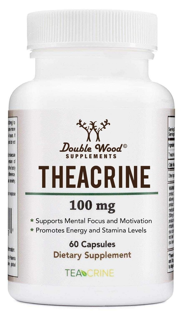 Theacrine (Teacrine) 100 Mg, 60 Kapsler - Energi og fokus Supplement (Similar til koffein piller, men mer subtle og lengre varighet) Ikke-GMO og Glutenfri av dobbel tre