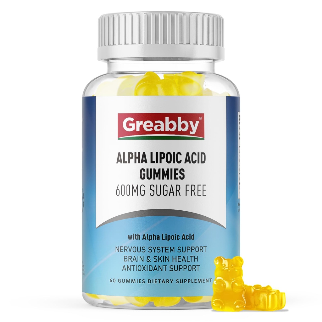 Alpha Lipoic Acid 600mg Gummies, Sukkerfri Chewable R Lipoic Acid Supplement for antioksidant & nervesystem støtte, Brian & Hud helse, Pineapple Flavor, 60 greve