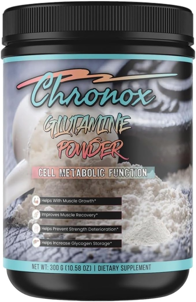 Chronox Organic Glutamin pulver - Øker cellemetabolisme og fysisk ytelse - Glutamin Supplement for muskel reparasjon og gjenoppretting - Glutamin pulver Organic forbedrer Fitness nivåer