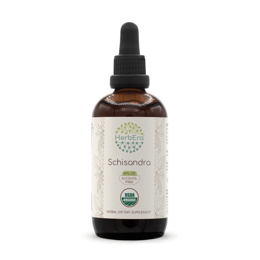 HerbEra Schisandra B120 USDA Økologisk Tinktur | Alkohol-fri ekstrakt, høy potens Herbal Drops, flytende kosttilskudd oz Certified Organic Schisandra (Schisandra Chinensis) tørket Berry (4 oz)