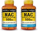 MASON NATURAL NAC N-Acetyl L-cysteine 500 mg - støtter cellulær helse, immunsystem Booster, for generell velvære, 60 kapsler (pakke på 2)