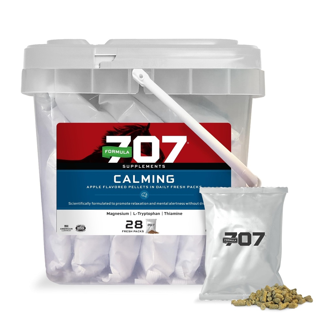 Formel 707 beroligende equine Supplement, daglige ferske pakker - Angst relief og forbedret fokus for hester - L-tryptofan, Thiamin & Magnesium