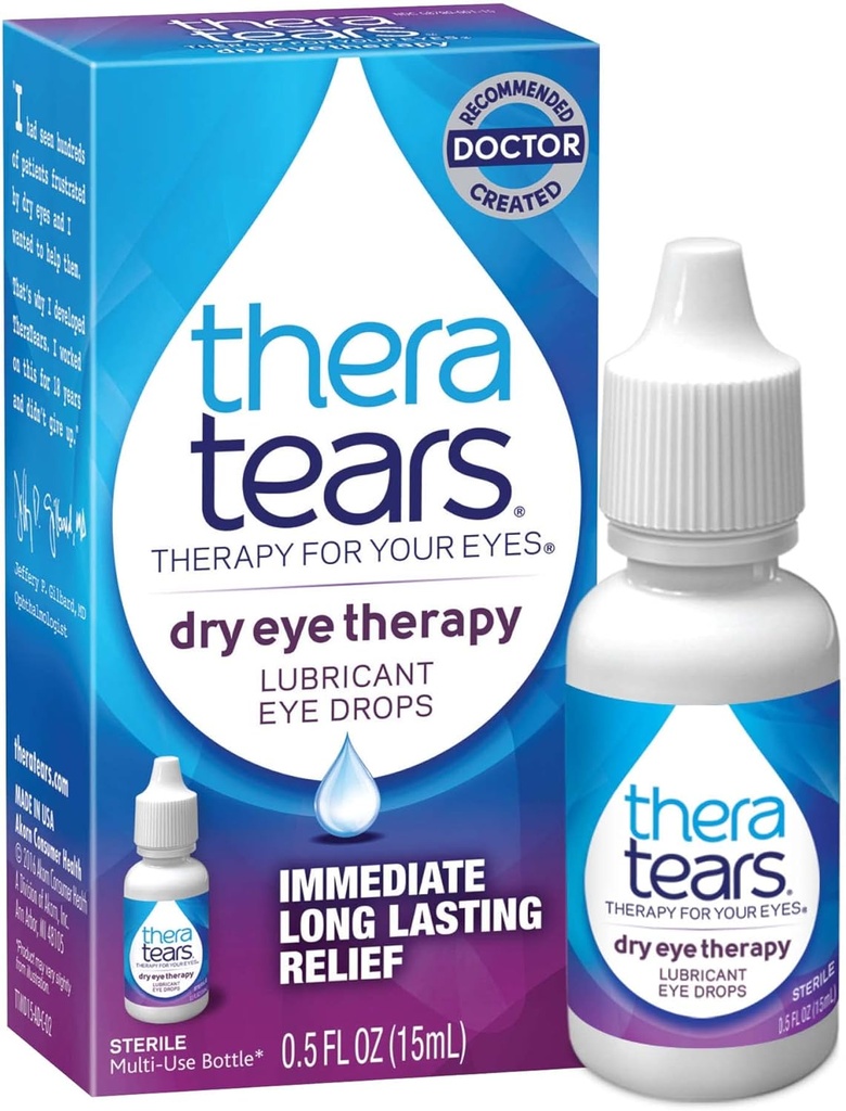 TheraTears Tørr Øyeterapi Øyedråper Bundle med 1,0 Fl Oz og 0,5 Fl Oz flasker