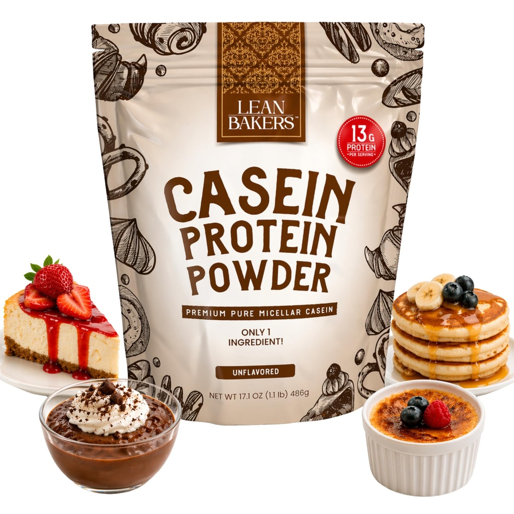 Casein Protein pulver, ren Micellar Casein, Glutenfri, for baking høy protein lav kalorisnacks, ingen søtningsmidler, 1.1lb