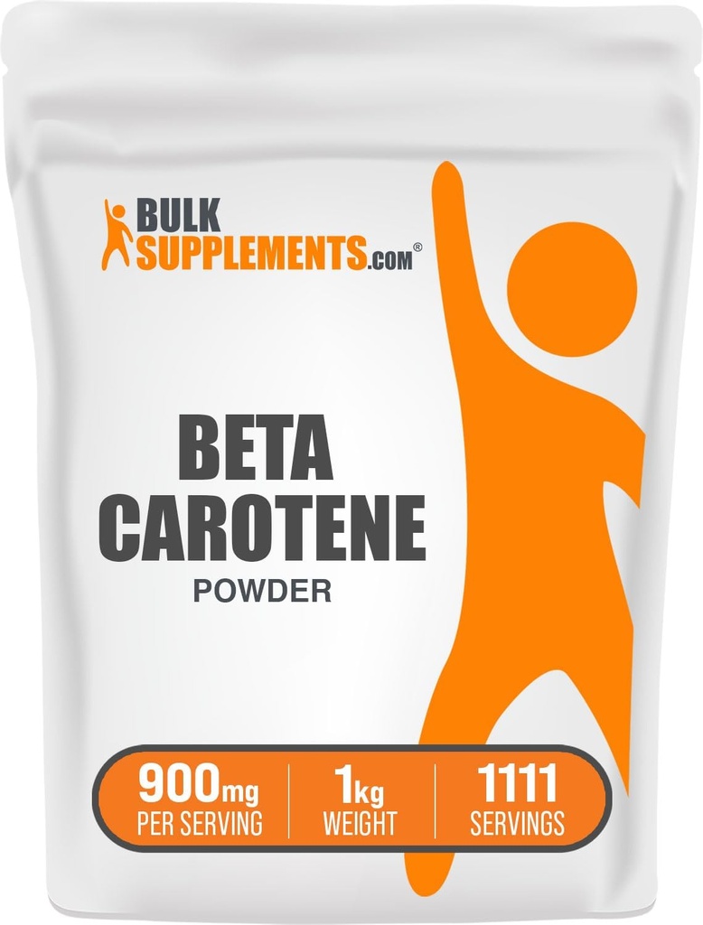 BulkSupplements.com Beta Caroten pulver - Beta Caroten Supplement, Vitamin A Supplement for immun- og visjon støtte - Glutenfri, 900 mg per servering, 1kg (2,2 lbs) (Pack of 1)