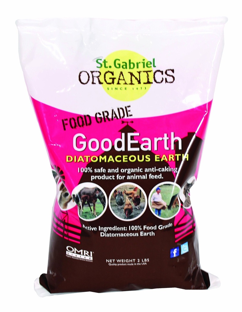 GoodEarth Diatomaceous Earth Supplement for kylling og gård dyr,NET WT 2 LBS