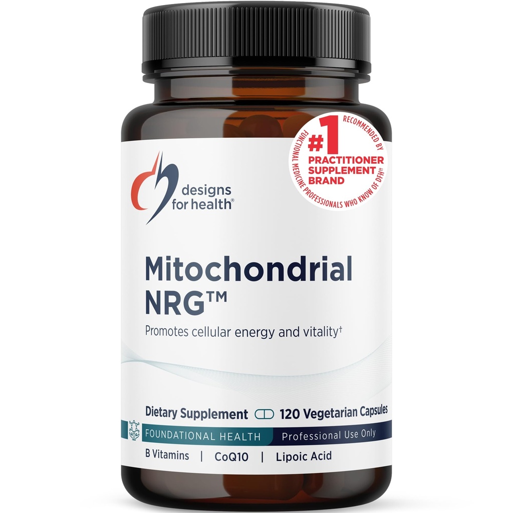 Designer for Helse Mitokondrial NRG - Støtte Cellular Vitality + Metabolisme - Mitokondri energi Supplement med Alfa Lipoic Acid, Trans Resveratrol + Curcumin pulver (120 Vegan Capsules)