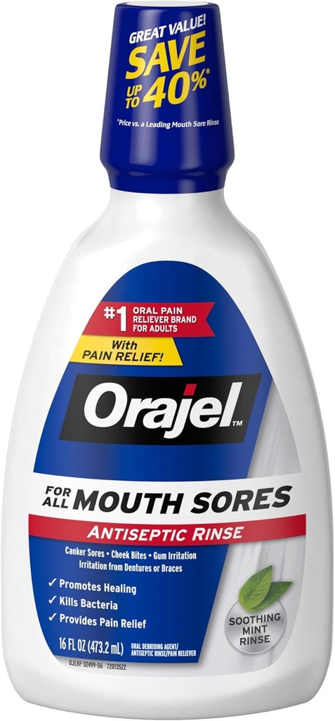 Orajel Antiseptisk Munn Sore Rinse, 16 Fluid Oz