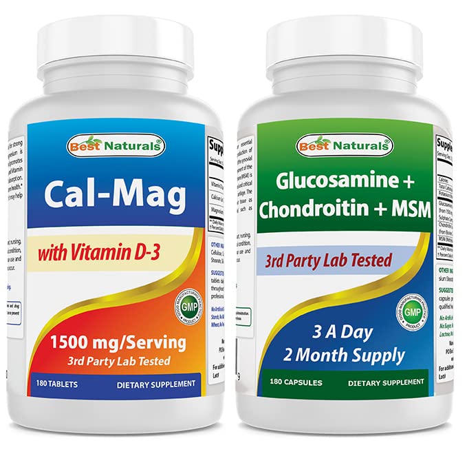 Beste Naturals Kalsium Magnesium med vitamin D3 1500mg & Glucosamine Chondroitin og MSM