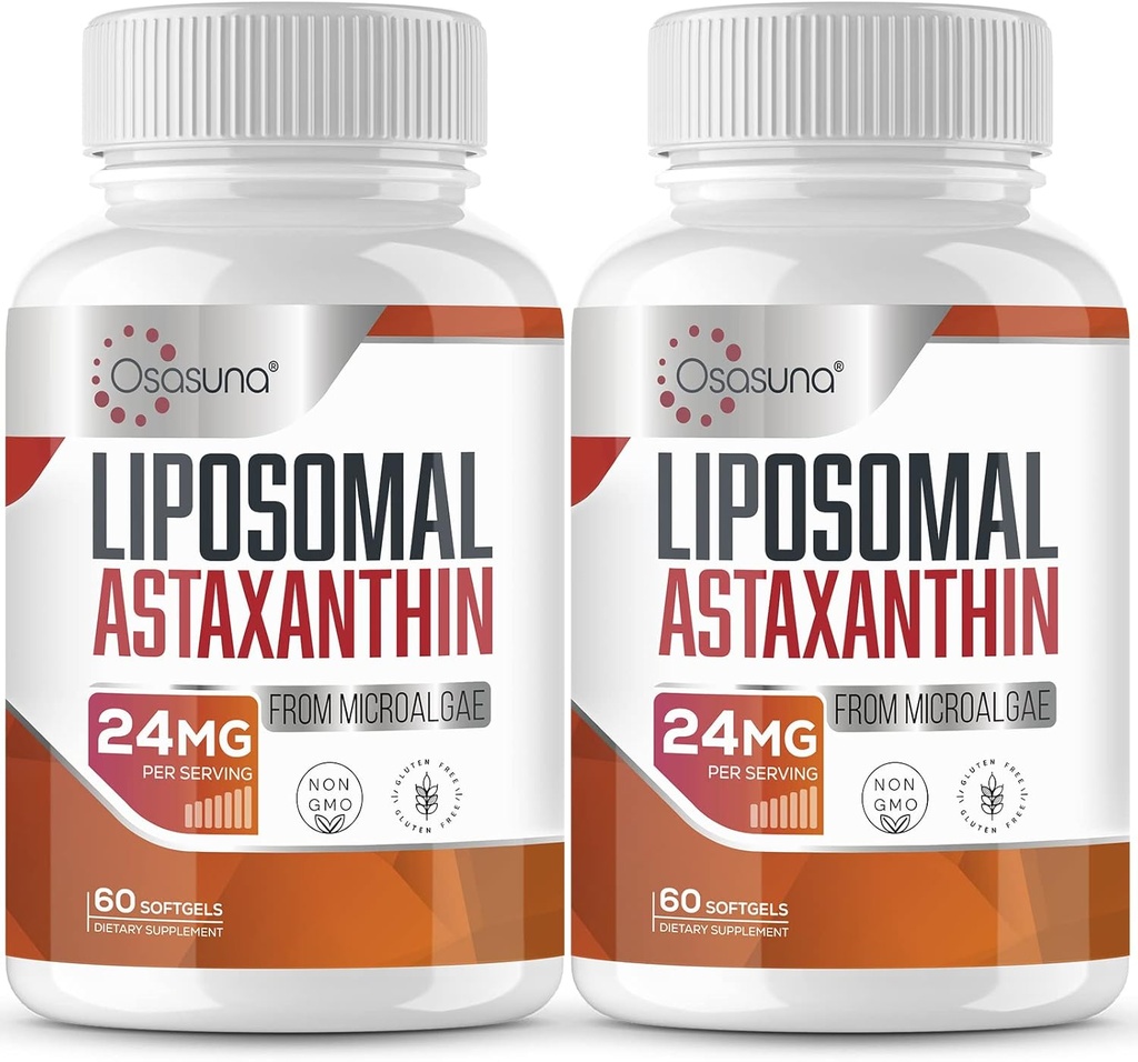 Liposomal Astaxanthin Supplement 24MG, Maksimal absorpsjon, antioksidant sterkere enn VIT C, ikke-GMO og glutenfri - 120 Softgels(4 måneders forsyning)