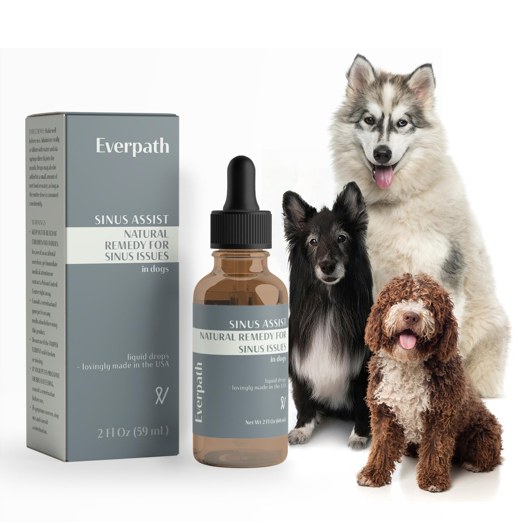 Everpath Sinus støtte for hunder - 2 Fluid Ounces / 60mls | USA laget | støtter Sinus helse og relief | Relief for allergier, kongesjon og akutt sinusitt | Naturlig løsning for kjæledyr