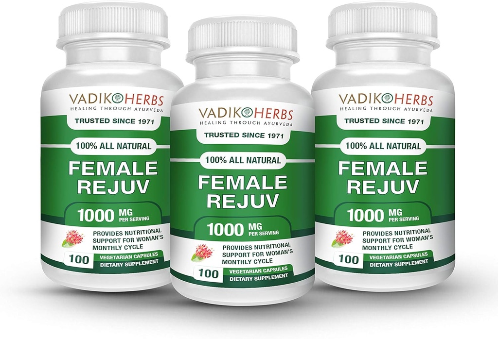 Kvinne Rejuv av Vadik urter | Herbal behandling for PMS Relief Supplement Premenstruell syklus støtte | Herbal formel kompleks for Menstruell Cramp & Perioder | Naturlig balansehormoner (3 Pack)