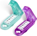 DubSTAR 2PCS Piller Splitter for små og små piller, Flere piller for små eller store piller, Justerbar Piller Splitter med senter og Blade Guard (Purple+cyan)