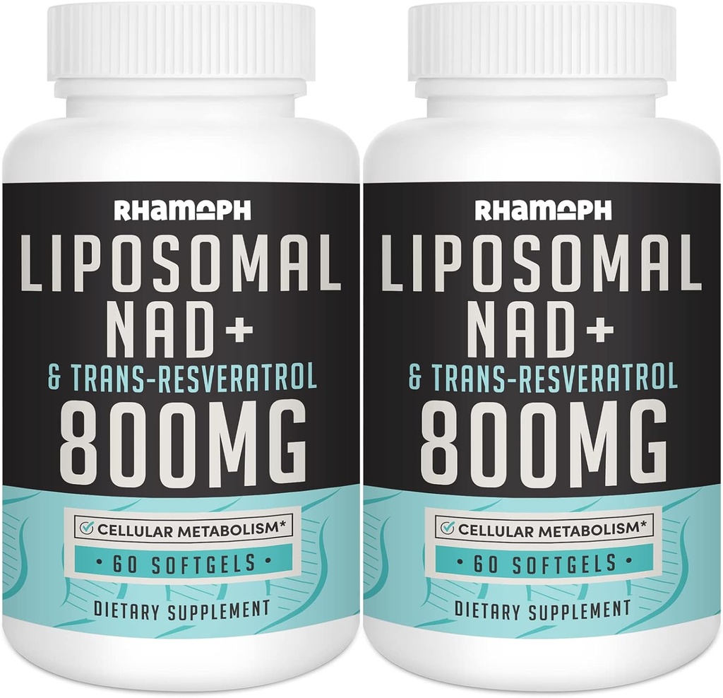Liposomal NAD+ 800 mg med trans-Resveratrol 300 mg, max absorpsjon, faktisk NAD+ Økning Supplement for sunn aldring, Cellular Energy, DNA Repair, Longevity - 120 Softgels