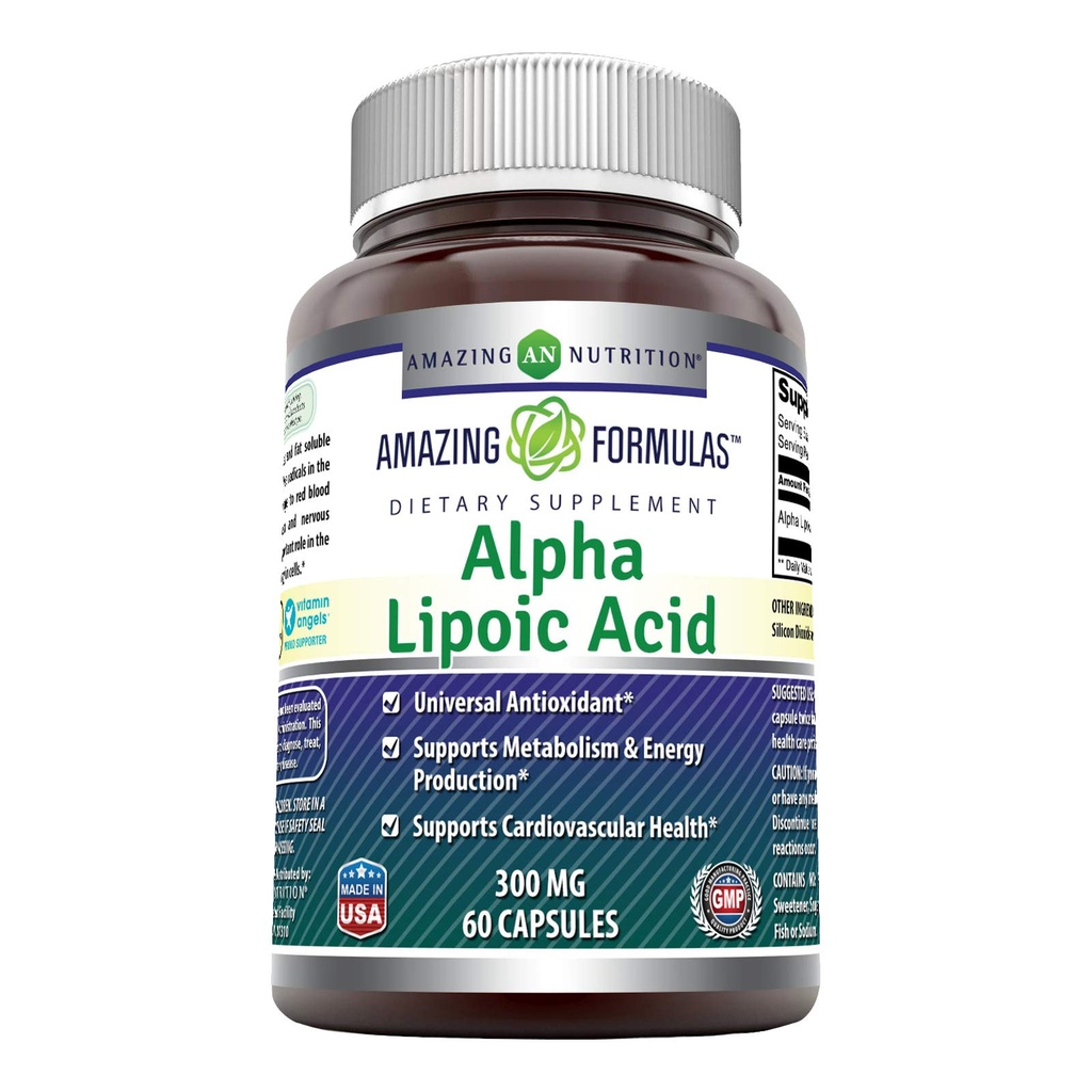 Amazing Formler Alpha Lipoic Acid 300 mg Kapsler Supplement | Ikke-GMO | Glutenfri | laget i USA (60 Count)