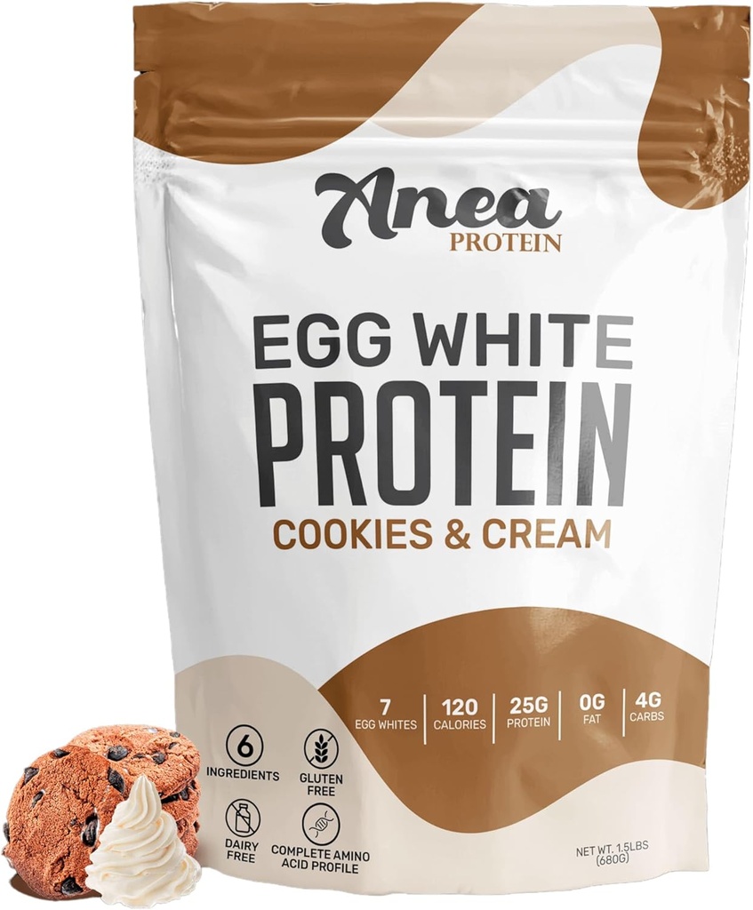 Alea Egg Hvitt Protein pulver | 25g Protein | Dairy Gratis | Glutenfri | Fett Gratis | Aminosyrer | Høy Biologisk verdi (1.5 pund (Pack of 1) (1,5 pund (Pack of 1), informasjonskapsler og krem)