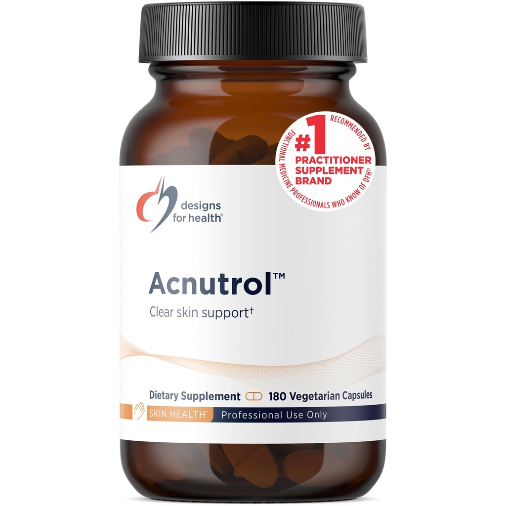 Designs for Helse Acnutrol klar hud støtte piller - Pantotensyre + 50000 IU vitamin A, vitaminer D + E, karnitin + mineraler - ikke-GMO + soya gratis oralt kosttilskudd (180 kapsler)