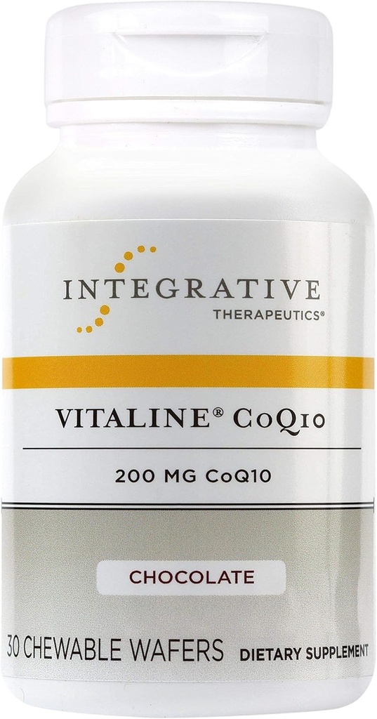 Integrative Therapeutics Vitaline CoQ10 200 mg - Brain Health Support Supplement for voksne* - Støtter hjertehelse* - Dairy-Free - Sjokolade Flavored, 30 Chewable Tabletter (30 Serveringer)