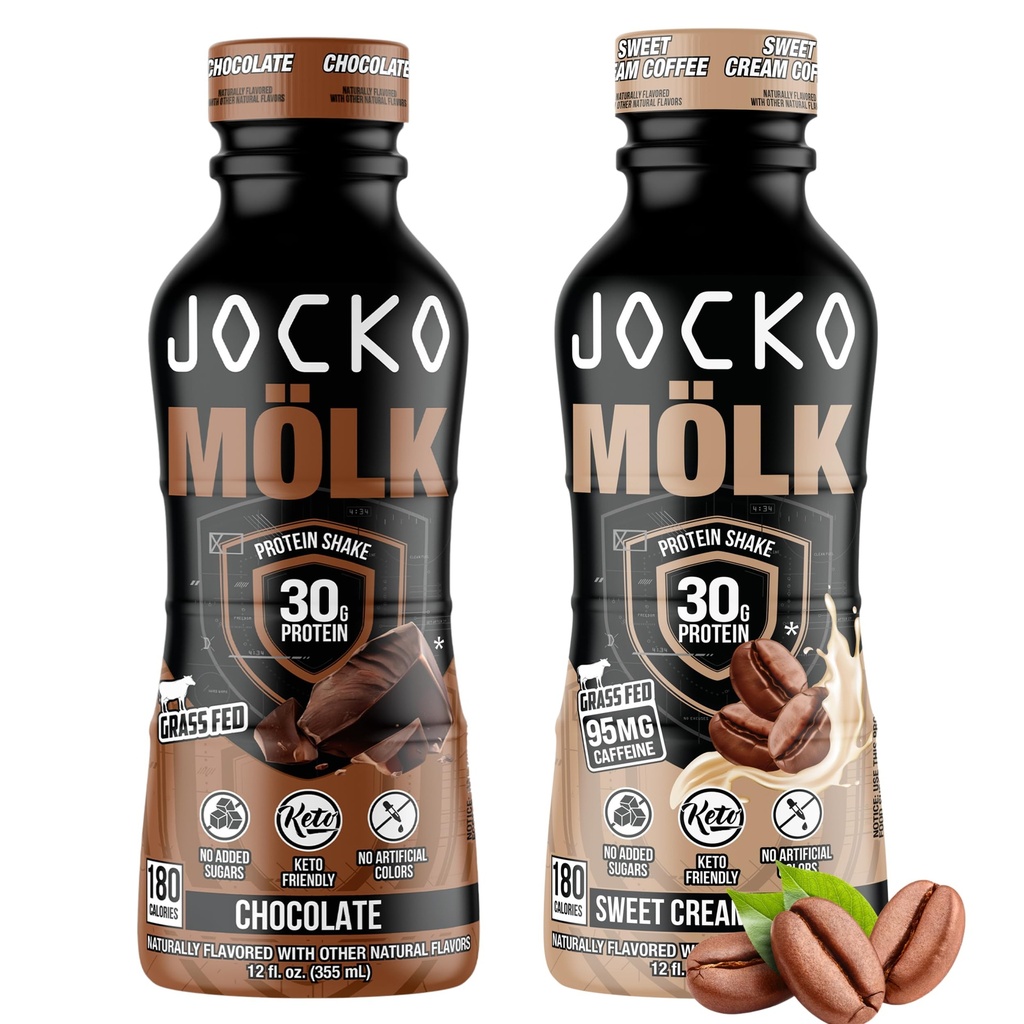 Jocko Drivstoff Mölk Pfizer Protein Shakes Bundle - Sjokolade og søt krem kaffe (24 pakke)