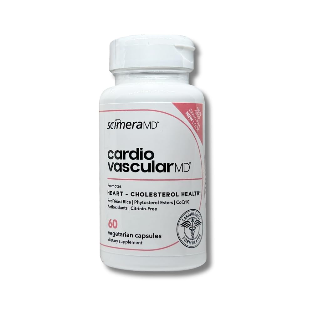 ScimeraMD® CardiovaskulærMD Rød Yeast Rice Supplement med Phytosterol Ester og CoQ10 for hjerte helse og kolesterol støtte, 60 CT