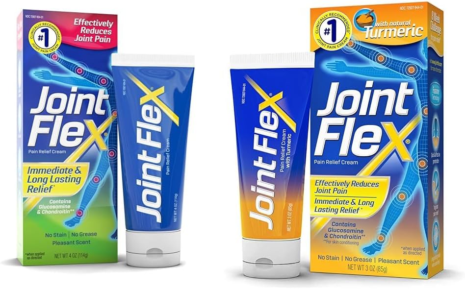 JointFlex ledgikt smerte lindring kremer, 4 Oz og 3 Oz rør med gurkemeie og fusom levering