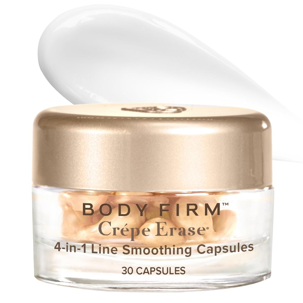FIRM Crepe Slett 4-i-1 linje glattende kapsler, anti-aldring, Hydrating ansikt og øye serum med hyaluronsyre og multi-chain Peptide for Wrinkles, Crepe hud og fine linjer, 30 greve