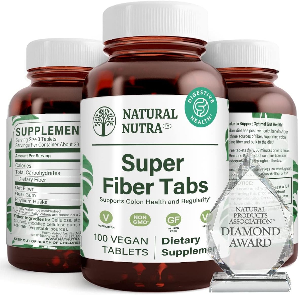 Naturlig Nutra Super Fiber Supplement, fremmer digestiv og kardiovaskulær helse, Administrere vekt, Beskytter huden helse, Økt hjerte helse og immunsystem, Ikke GMO, Glutenfri, Vegan, 100 Vegan