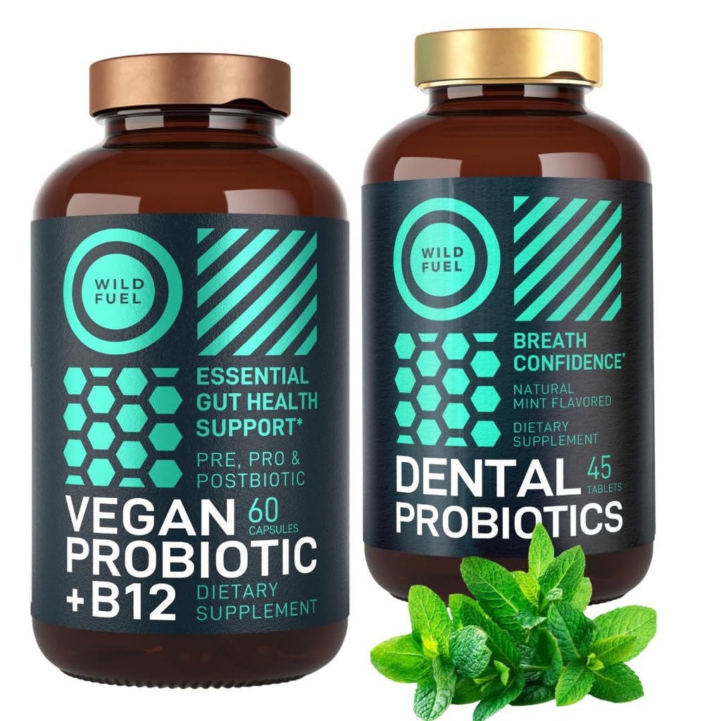 Vegan Probiotic Plus B12 og orale Probiotic Mint Forbedret Probiotic Bundle