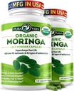 PURA VIDA MORINGA Kapsler Single Origin Organic Moringa Powder. Moringa Leaf. Energi, metabolisme og immunstøtte. 120ct. 500 mg Caps. (Pack of 2)