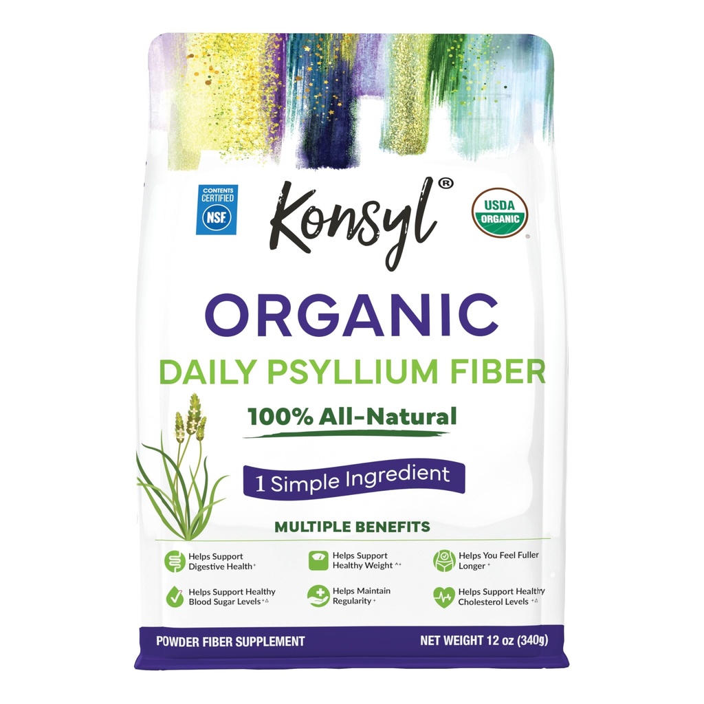 Konsyl Organic Psyllium Husk pulver, 5g plantebasert fiber per servering – USDA organisk, ikke-GMO, Glutenfri, sukkerfri, Vegan, 12 Ounce (pakke med 1)