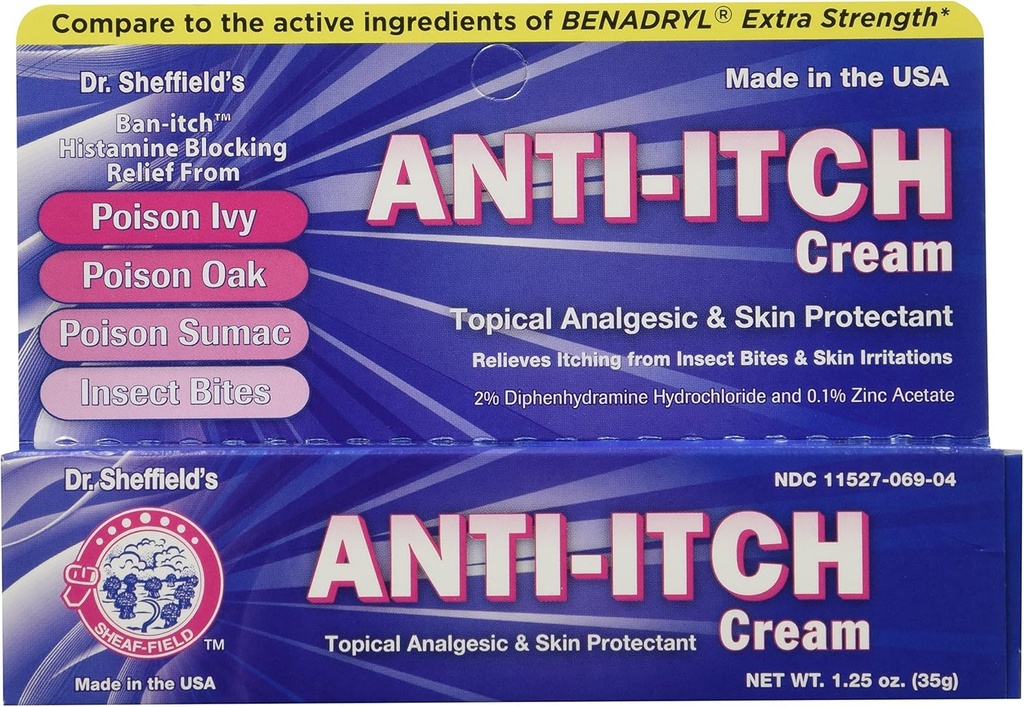Anti-kysk krem med histaminblokker, 1.25 oz