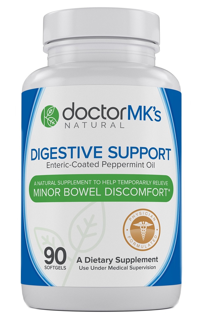 IBS Relief Supplement av legen MK®, 90 kapsler Enteric Coated Peppermint Oil, Irriterbar Bowell syndrom, Digestiv støtte Formula