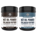 Venstre kyst ytelse sjokolade MCT olje pulver & kollagen peptider, 1lb + uflavorert MCT olje pulver & collagen peptider, 1lb