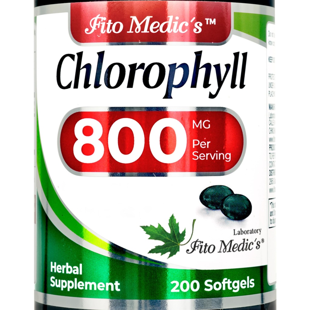 FiTO MEDIC'S Lab - Klorofyll - ren - 800 mg per servering- 200 Softgels - Klorofyll Kapsler -Detox Cleanse, Grønn kosttilskudd- Klorofyll piller - Ultra høy absorpsjon.