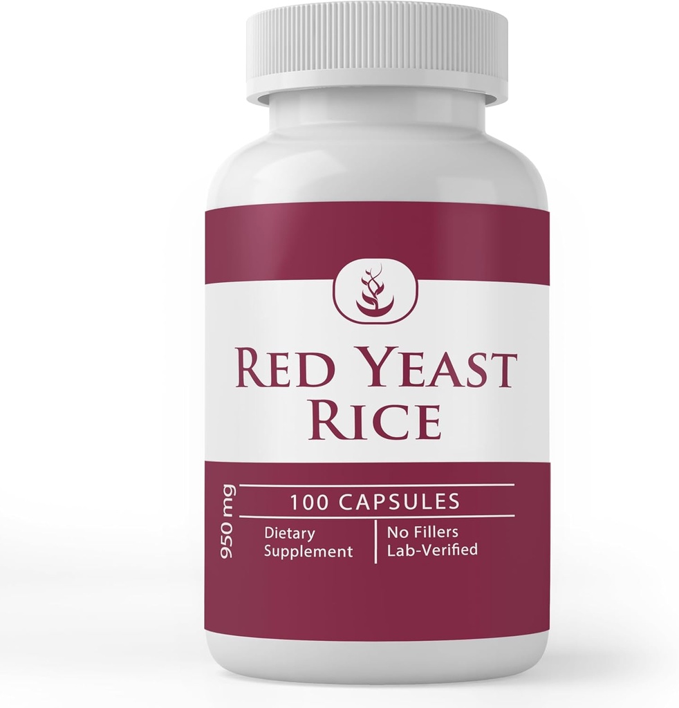 Pure Original Ingredienser Rød Yeast Rice Extract, (100 kapsler) Alltid ren, Ingen tilsetningsmidler eller fyllstoffer, Lab verifisert (100 kapsler)