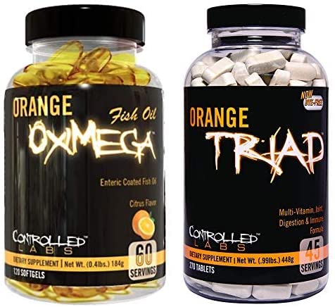 KJØP LABS Overordnet Helse Bundle, 45 Serverer Orange Triad, 120 grev Orange Oksimega Fish Oil, Muskelbygging og Recovery Supplement for menn og kvinner