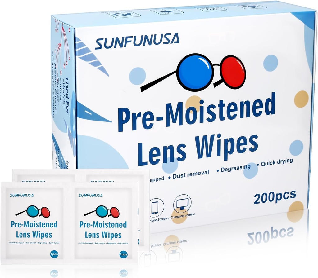 200 Count Lens Rengjøring Wipes-pre-Moisted Individuelt innpakket brilletråd optisk skjerm rengjøring Streak Gratis rask tørking