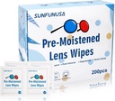 200 Count Lens Rengjøring Wipes-pre-Moisted Individuelt innpakket brilletråd optisk skjerm rengjøring Streak Gratis rask tørking