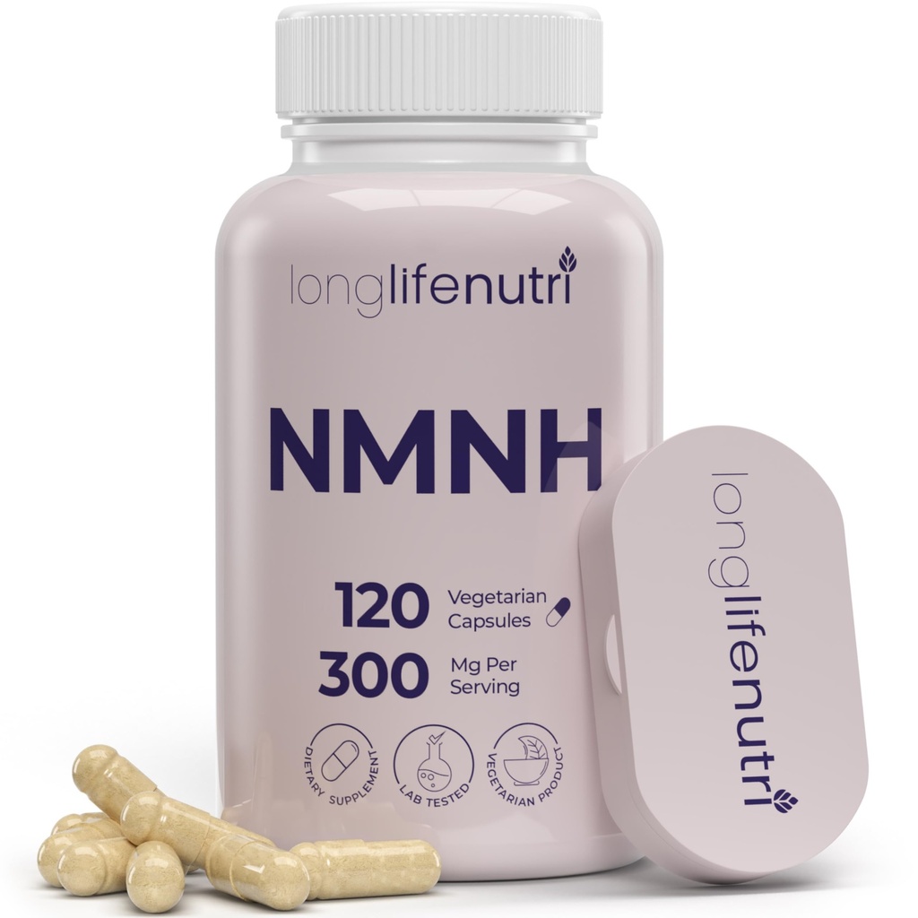 LongLifeNutri NMNH 300mg (Dihydronotinamid Mononucleotid) - 120 Vegan Kapsler, 2-måneders Supply, NMN Alternativ, NAD Supplement for energi og lang levetid, Lab testet, laget i USA