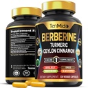 Berberine Supplement - 7in1 Formula - Kombiner med turmerisk, Royal Jelly, Ceylon Cinnamon, Ginkgo Biloba, Ginger & Black Pepper - Digestiv helse, immunstøtte - 120 Kapsler