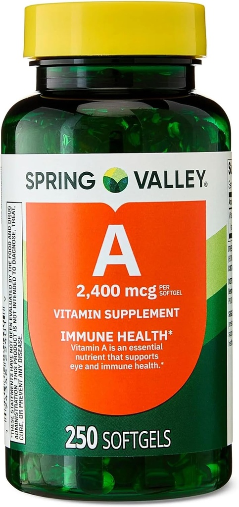 Vitamin A Softgels, 2400mg, 250 Count + Bærbar Pill Container (2 varer)