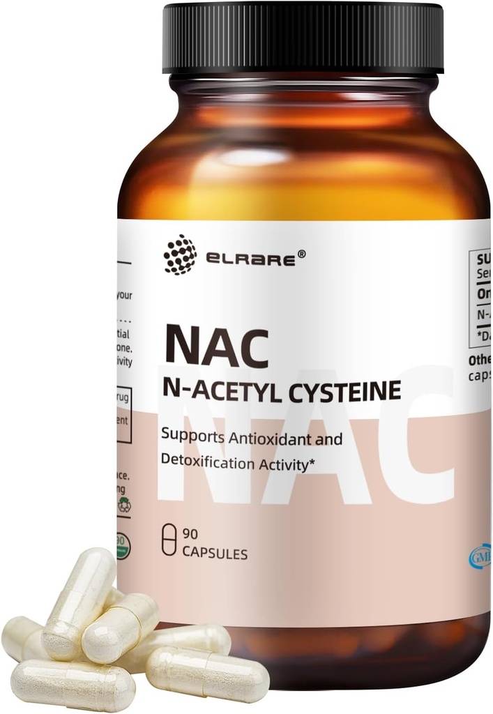 N-acetyl-L-cysteine (NAC) Supplement 450 mg,Antioksidant,Promotes Liver & Kidney Detox,Supporter pustende helse og immunfunksjon, 90 kapsler
