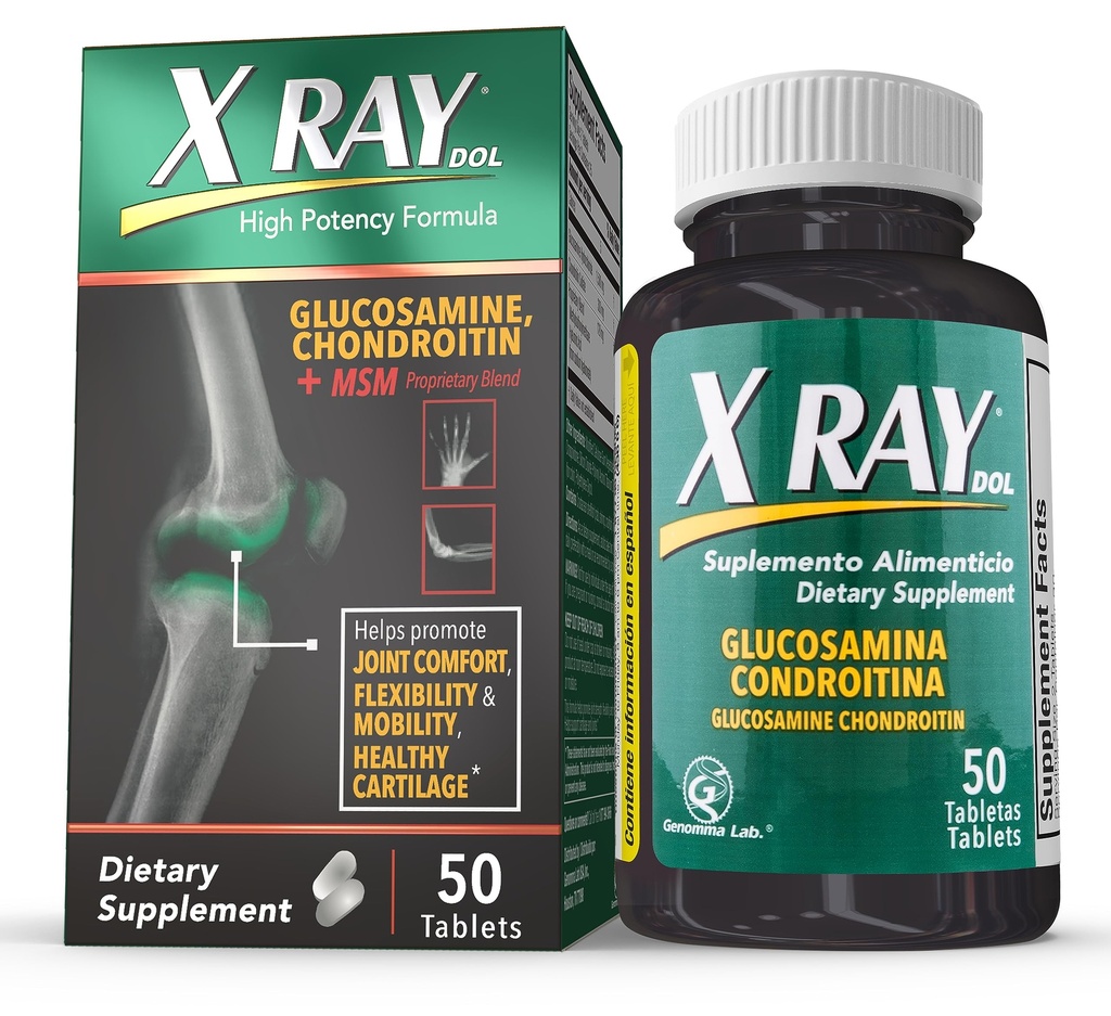 X Ray høy potens felles helse Supplement, med glukosamin 1500mg, Chondroitin 300mg, MSM 120 mg, støtter sunne ledder, bein og Cartilage - 50 Count