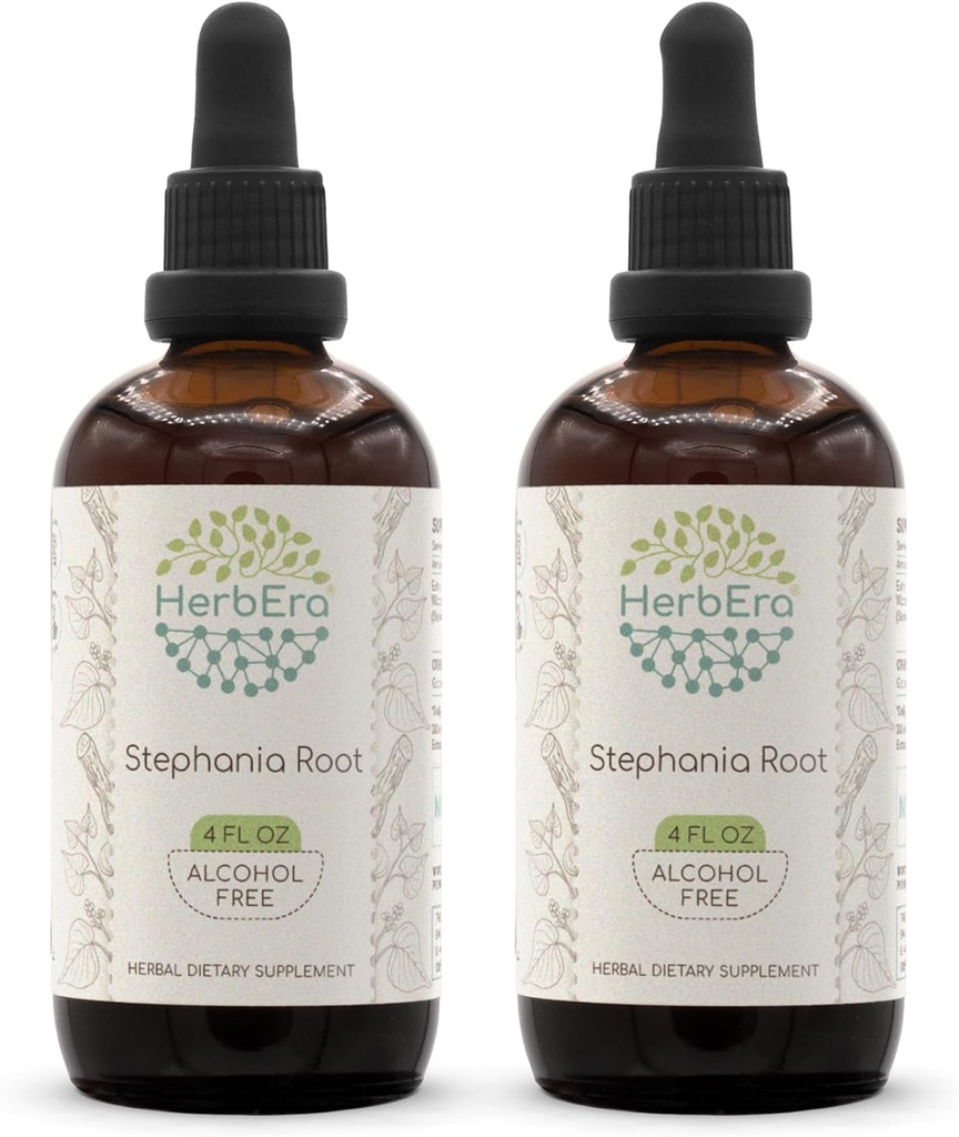 HerbEra Stephania Root B120(2pcs) alkohol-fri urteekstrakt Tinktur, konsentrert flytende dråper Naturlig Stephania Root (Stephania Tetrandra) Tørket rot (2x4 fl oz)